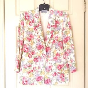 NWOT. Rayon blended long and loose fit floral blazer with back lining.